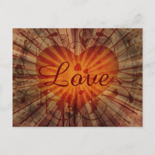 Cartão Postal De Festividades Vintage Heart and Vines Love Dia de os namorados