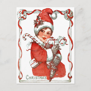 CARTÃO POSTAL DE FESTIVIDADES VINTAGE HEARTH N HOME CHRISTMAS BABY