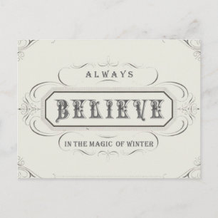 Cartão Postal De Festividades Vintage Holiday-White-Acredite- Cartão-Postal