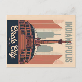 Cartão Postal De Festividades Vintage Indianapolis Indiana Retro Cityscape Art