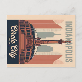 Cartão Postal De Festividades Vintage Indianapolis Indiana Retro Cityscape Art