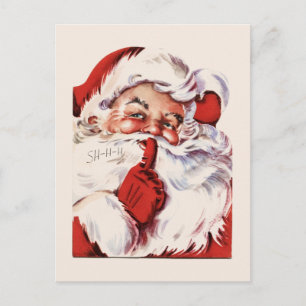 Cartão Postal De Festividades Vintage Jolly Old Papais noeis Shhh Beige Cartão-p