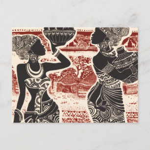 Cartão Postal De Festividades Vintage Joy, Aldeia Tribal de Mulheres Africanas