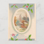 Cartão Postal De Festividades Vintage Joyful Christmas<br><div class="desc">Imagem de Vintage de um Cartão-Postal de Natal Coberto pela Neve!</div>