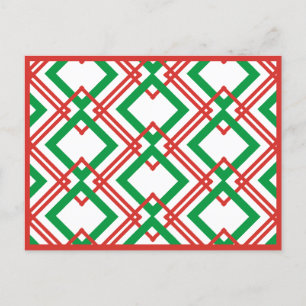 Cartão Postal De Festividades Vintage listrada vermelha e verde