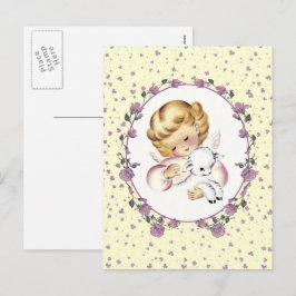Cartão Postal De Festividades Vintage Little Angel com Páscoa de Lamb