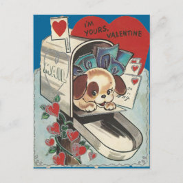 Cartão Postal De Festividades Vintage Mailbox Doggy Valentine