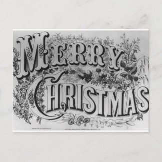 Cartão Postal De Festividades Vintage "Merry Christmas" circa 1876