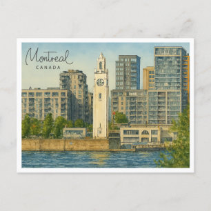 Cartão Postal De Festividades Vintage Montreal Skyline   Canadá Watercolor