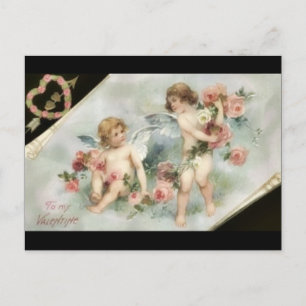 Cartão Postal De Festividades Vintage Namorados Cherubs