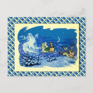 Cartão Postal De Festividades Vintage Natal russo, Papais noeis fantasmas