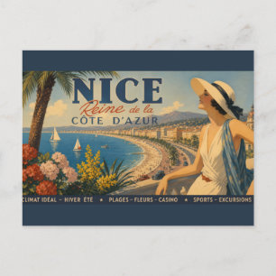 Cartão Postal De Festividades Vintage Nice Rainha Cote D'Azur
