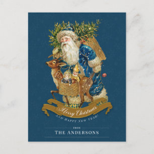 Cartão Postal De Festividades Vintage Papai Noel Clássico de Natal Personalizado