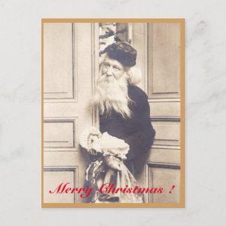 Cartão Postal De Festividades Vintage Papai Noel Entra com Presentes.