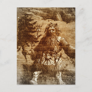 Cartão Postal De Festividades Vintage Papais noeis Natal no estilo Sépia Toile