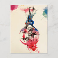 Vintage Paris Eiffel Tower Viagem Love Watercolor