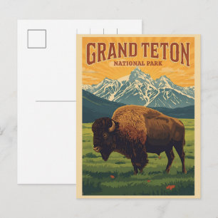 Cartão Postal De Festividades vintage Parque Nacional Grand Teton Wyoming Retro
