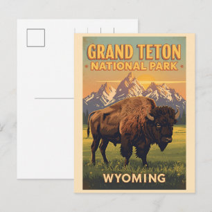 Cartão Postal De Festividades vintage Parque Nacional Grand Teton Wyoming Retro