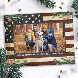 Cartão Postal De Festividades Vintage Patriotic American Flag Foto Natal