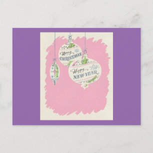 Cartão Postal De Festividades Vintage Pink Natal