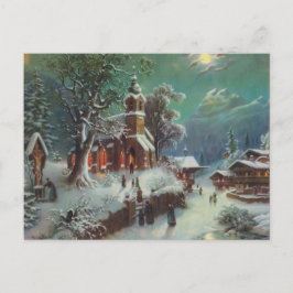 Cartão Postal De Festividades Vintage, pintura do gênero na véspera do Natal Rur