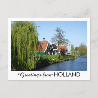 Cartão Postal De Festividades Vintage Red Green Zaanse Schans Dutch Timber House