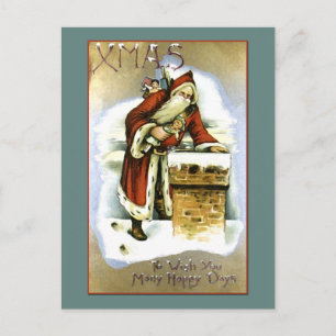 Cartão Postal De Festividades Vintage Reproduction Papai Noel