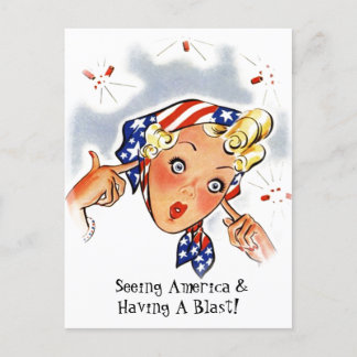 Cartão Postal De Festividades Vintage Retro America Viagem Trip Ver EUA