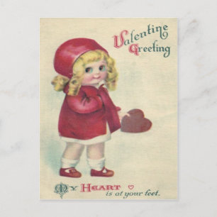 Cartão Postal De Festividades Vintage Retro Bonitinha Bonita Namorados de Coraç