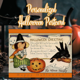 Cartão Postal De Festividades Vintage Retro Feliz Halloween Saudações Personaliz