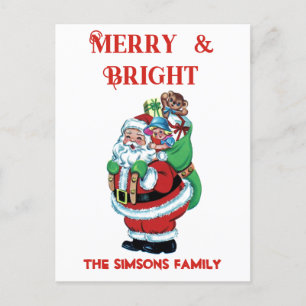 Cartão Postal De Festividades Vintage Retro Jolly Papais noeis Feliz Natal