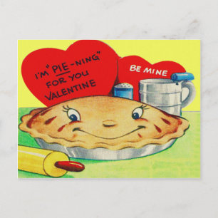 Cartão Postal De Festividades Vintage Retro Torta do Dia dos Namorados