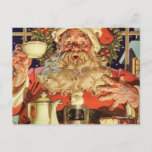 Cartão Postal De Festividades Vintage Santa Claus Bebendo Tea<br><div class="desc">Vintage Santa Claus Bebendo Tea</div>