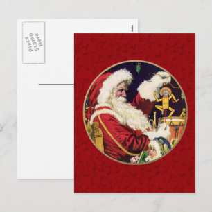Cartão Postal De Festividades Vintage Santa Claus Natal