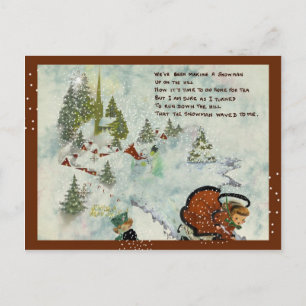 Cartão Postal De Festividades Vintage Snowy Christmas