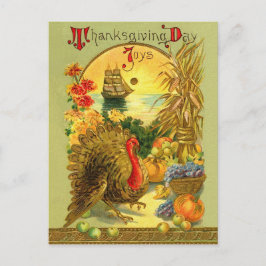 Cartão Postal De Festividades Vintage Thanksgiving Day Postcard