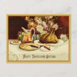 Cartão Postal De Festividades Vintage Turquia Janta Saudações de Ação de Graças