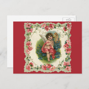 Cartão Postal De Festividades Vintage Victorian Dia de os namorados Cherub ao te