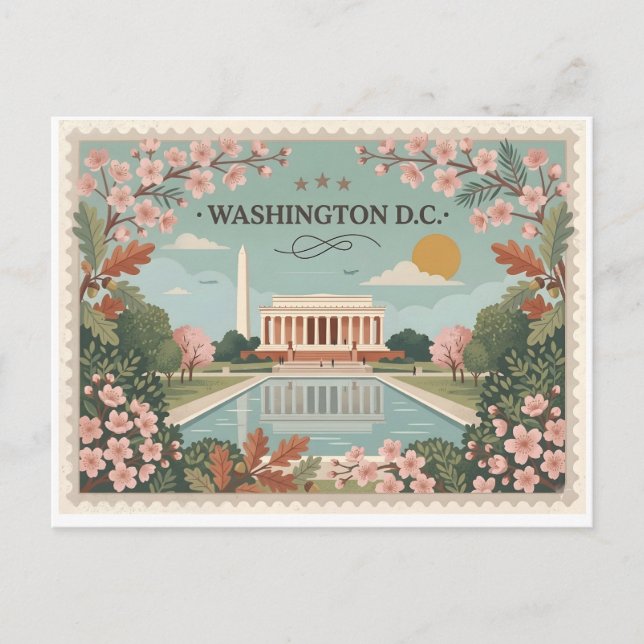 Cartão Postal De Festividades Vintage Washington DC Travel (Frente)