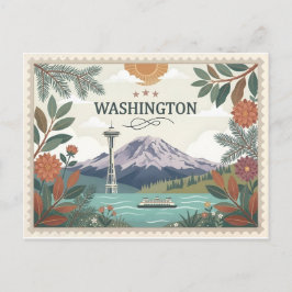 Cartão Postal De Festividades Vintage Washington State Travel Seattle Space Need