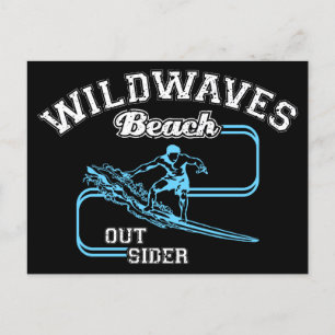 Cartão Postal De Festividades Vintage Wild Waves Beach Outiders Surf
