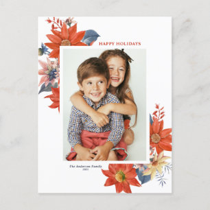 Cartão Postal De Festividades Vintage Winter Botanicals Happy Holidays Photo