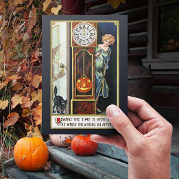 Cartão Postal De Festividades Vintage Witold Black Cat Pumkin Halloween
