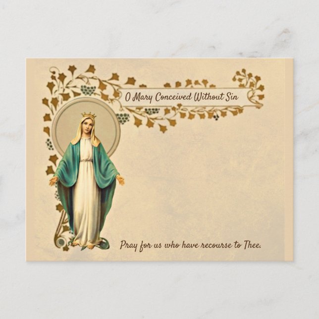 Cartão Postal De Festividades Virgem Abençoada Mary Oração Católica Religiosa (Frente)