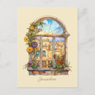 Cartão Postal De Festividades Visão da Janela de Jerusalém