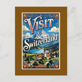 Cartão Postal De Festividades Visit Switzerland travel poster,