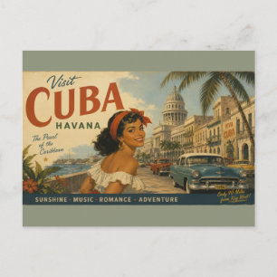 Cartão Postal De Festividades Visita Vintage Cuba Viagens - Saudações de Havana