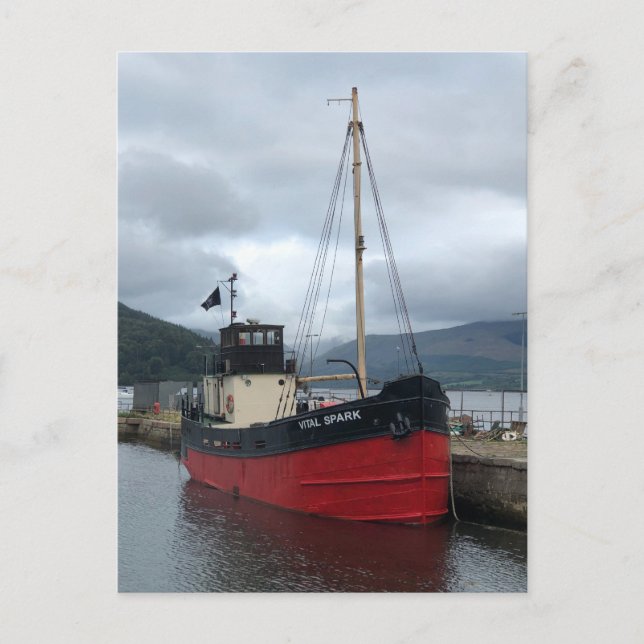 Cartão Postal De Festividades Vital Spark, Puffer Boat, Inveraray, Escócia, (Frente)
