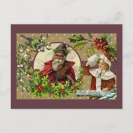 Cartão Postal De Festividades Vitoriano Papais noeis de Natal Feliz Pássaro