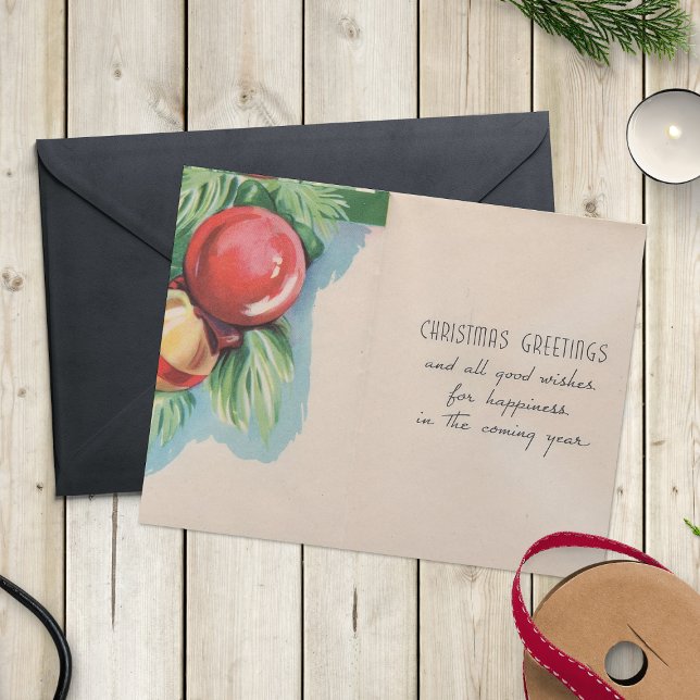 Cartão Postal De Festividades Vitoriano Retro Christmas Tree Balls Saudações (Criador carregado)